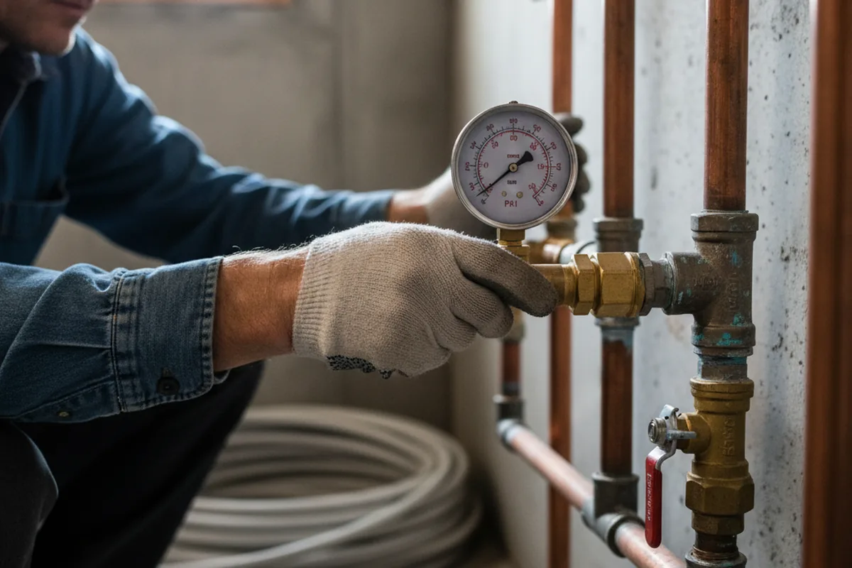 Pressure testing a repaired line during Water Line Repair in Reklaw
